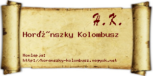 Horánszky Kolombusz névjegykártya